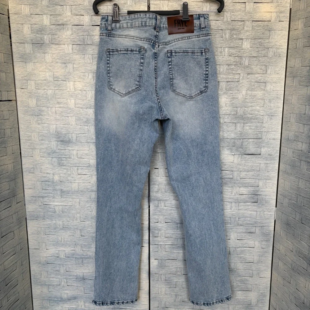 FRYE Womens 4/27 Light Wash Acid‎ Wash Denim Jeans Straight Leg